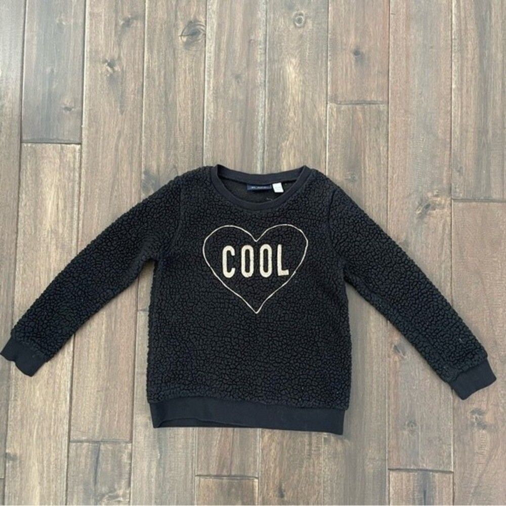 Children’s Place Black Fleece COOL Heart Pullover Girls M 7-8